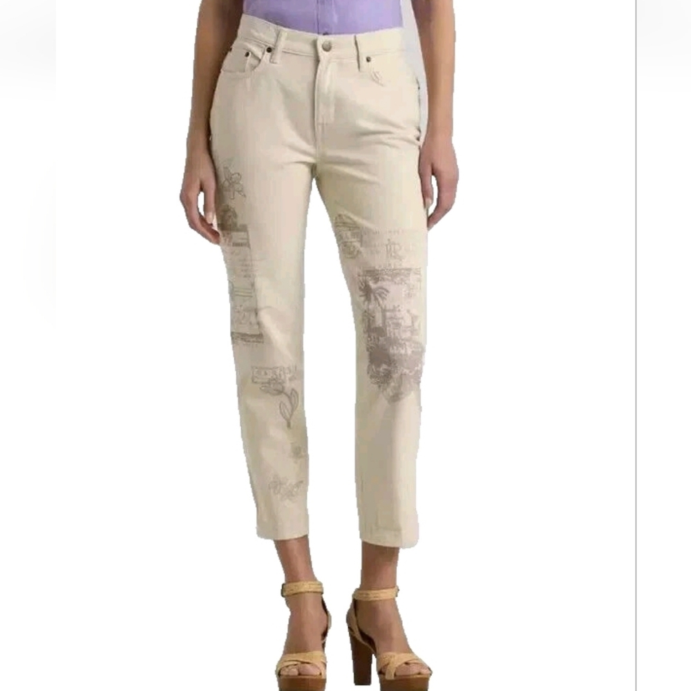 Lauren Ralph Lauren Women Jeans Size 18W Print Relaxed Tapered Ankle New